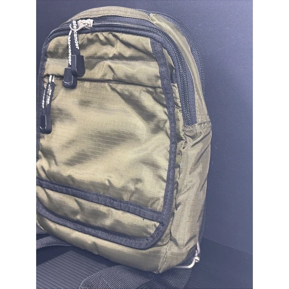 Derek Alexander Army Green Ripstop Nylon Sling Mini Backpack Travel Bag